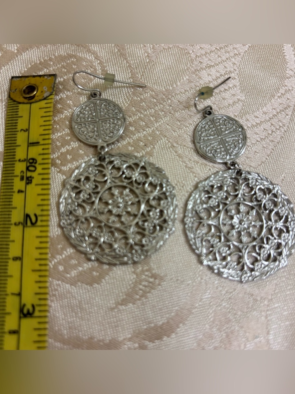 Silvertone Medallion Earrings